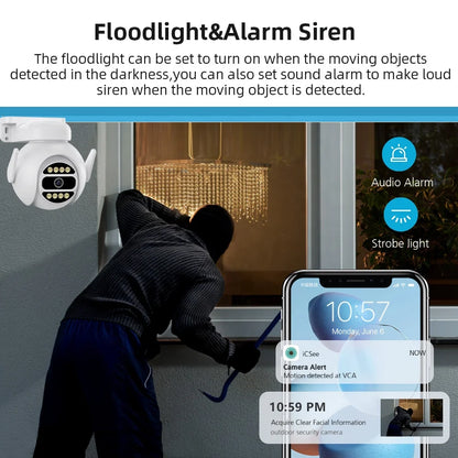 New 4MP ICSEE Auto Human Tracking Color Night Vision PTZ Outdoor Wireless WiFi Camera