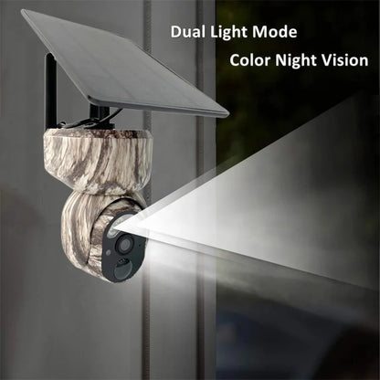 Camouflage Hunting Camera  PIR Trigger Recording 4G SIM Card LTE PTZ Solar Panel IP Camera 4G Solar Hunting Camera