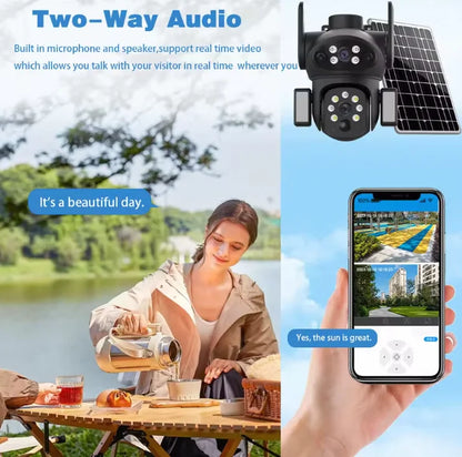 2025 New Outdoor 8MP Dual Lens HD Solar 4G Camera With Built in Battery Security Camera Outdoor IP66 Waterproof CCTV Camera V380 Pro