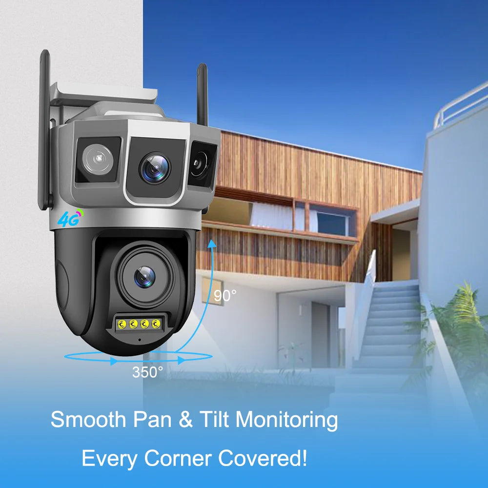 V380 Pro Two-Way Voice Intercron 4G SIM Card Outdoor Camera Dual Lens 3 Views 4G Camera