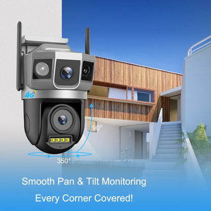 V380 Pro Two-Way Voice Intercron 4G SIM Card Outdoor Camera Dual Lens 3 Views 4G Camera