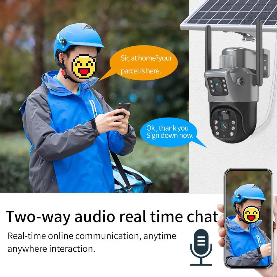 Hot Selling 6MP Dual Lens 4G Wireless WiFi PTZ Network Camera 3K CCTV Outdoor Security Camera Outdoor IP66 Waterproof Solar Battery Camera