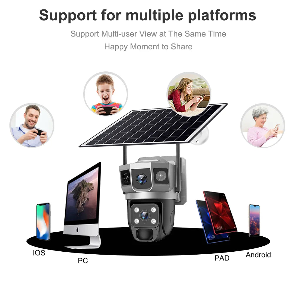 Hot Selling V380 Intelligent WiFi Camera IP Solar Gimbal Outdoor Color Night Vision Camera Foldable Solar Panel Solar Camera