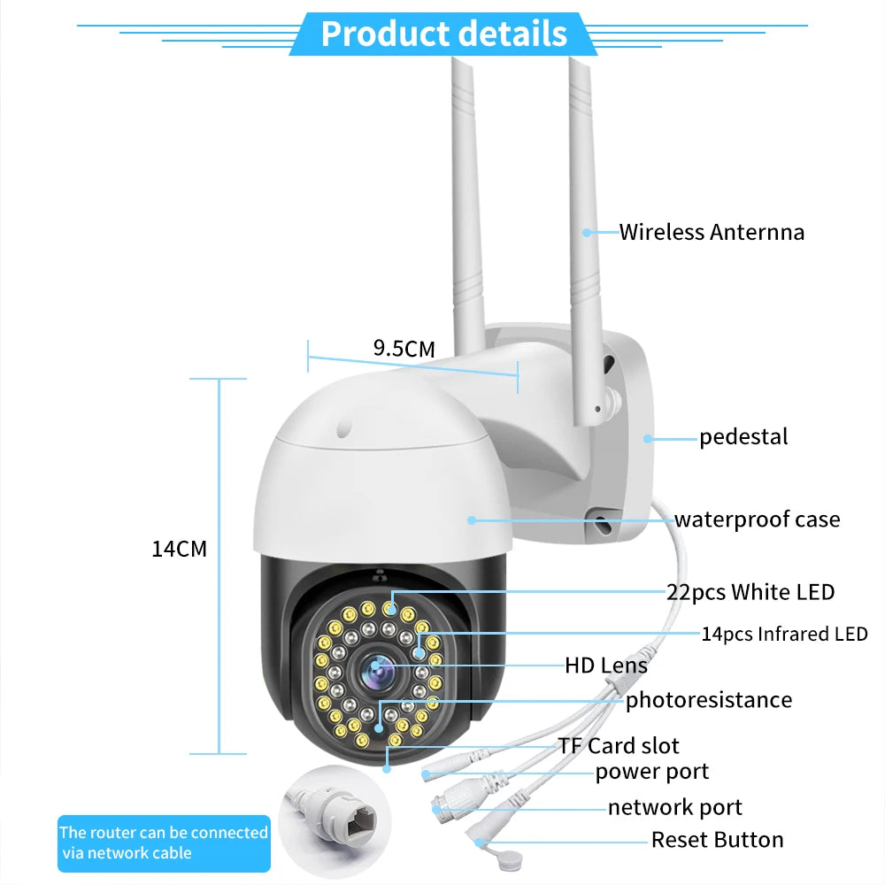 V380 Wireless Digital Video Camera 2 Way Audio Colorful Night Vision  Surveillance Camera CCTV PTZ Camera