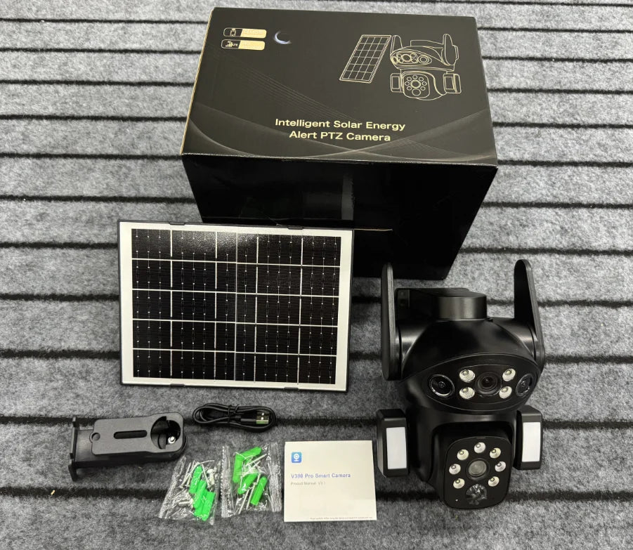 2025 New Outdoor 8MP Dual Lens HD Solar 4G Camera With Built in Battery Security Camera Outdoor IP66 Waterproof CCTV Camera V380 Pro