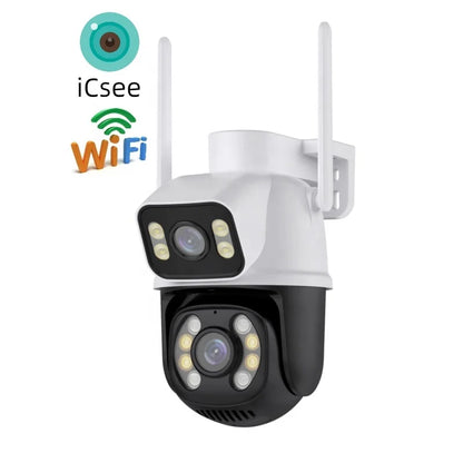 Hot Sales 6MP Dual Lens ICSEE WiFi Camera Outdoor IP66 Waterproof Night Vision PTZ Camera