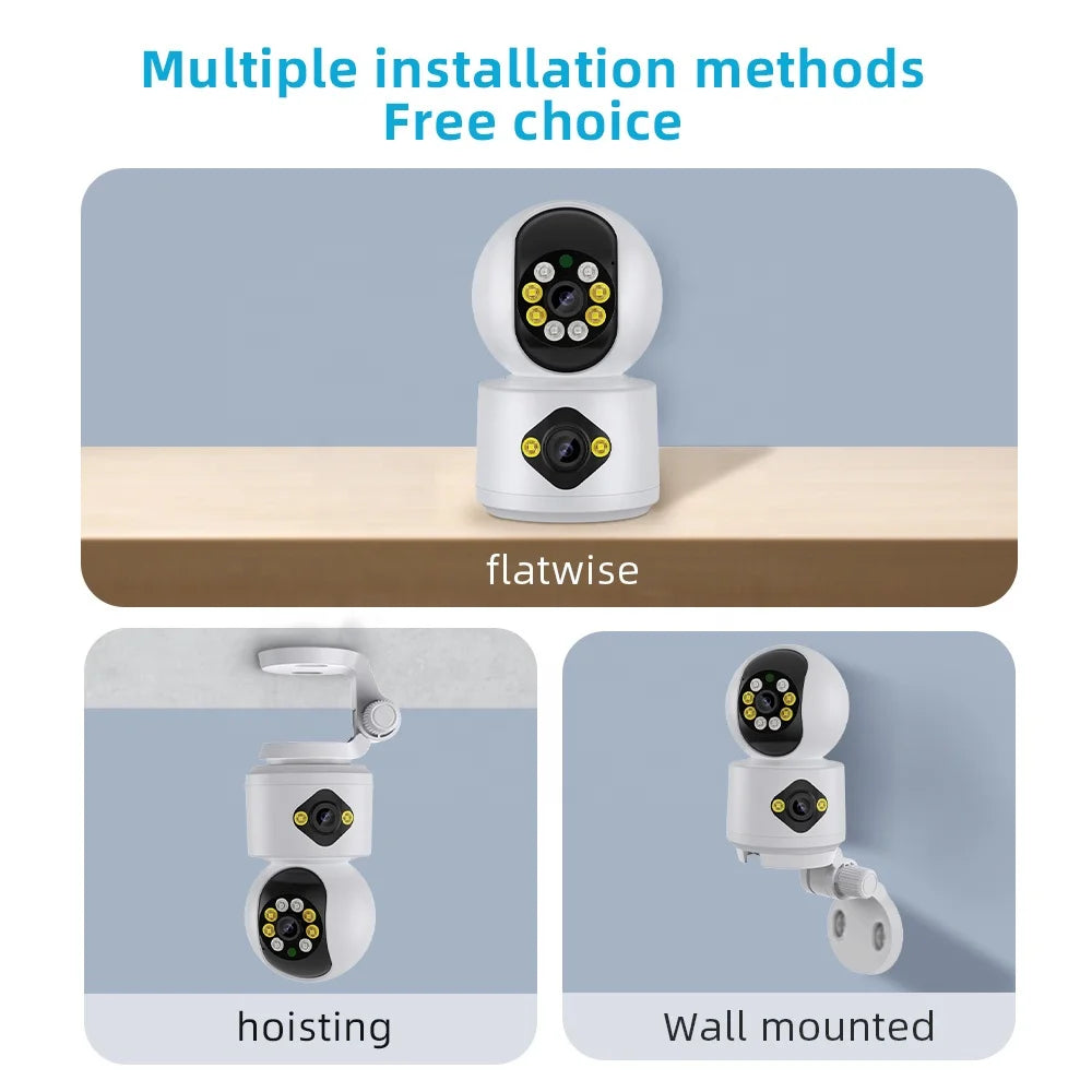 High Quality 4MP Dual Lens WiFi Camera Indoor Color Night Vision Baby Camera WiFi Wireless Home CCTV Camera