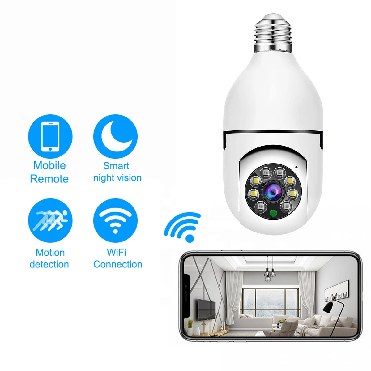 Hot Selling CCTV Bulb Camera 2MP Bulb E27 Auto Tracking Motion Detection WiFi Light Bulb Security Camera ICSEE