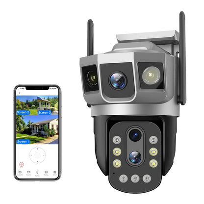 V380 Network Camera 10x Optical Zoom 4MP WiFi Outdoor CCTV Wireless IP Security Bullet PTZ Dual Lens 3 Images Camera