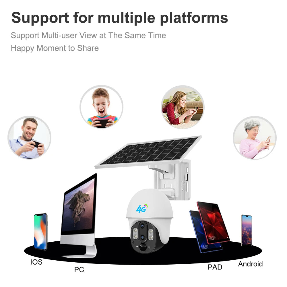 Hot Selling Outdoor Solar Camera V380 Outdoor PTZ Camera 2MP Pixel 10x Zoom CCTV Security Camera 4G SIM Card Camera