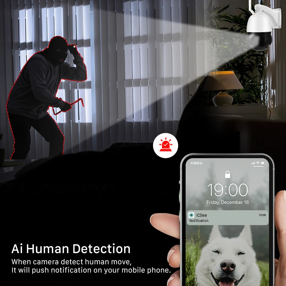 High Quality 30X Zoom PTZ Camera Xmeye 4K WiFi Camera Outdoor Human Auto Tracking  NVR Cloud Storage Wireless IP Security Camera