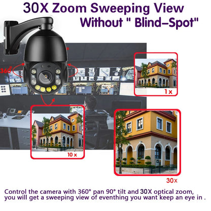 360 PTZ 4K 5MP 8MP IP POE Wired Security Dome Camera 30x Zoom Outdoor Human Auto Tracking Support NVR CCTV PTZ Camera POE Camera