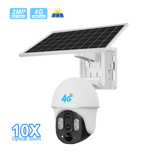 Hot Selling Outdoor Solar Camera V380 Outdoor PTZ Camera 2MP Pixel 10x Zoom CCTV Security Camera 4G SIM Card Camera
