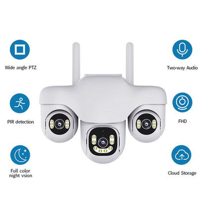 V380 New Private Model 4G White Outdoor PTZ Camera 3 PTZ 3 Screen Cloud Storage Network CCTV Camera