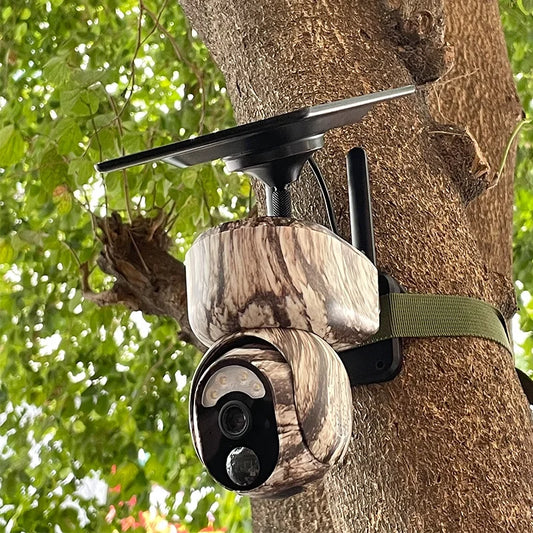 Camouflage Hunting Camera  PIR Trigger Recording 4G SIM Card LTE PTZ Solar Panel IP Camera 4G Solar Hunting Camera