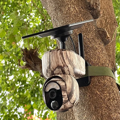 Camouflage Hunting Camera  PIR Trigger Recording 4G SIM Card LTE PTZ Solar Panel IP Camera 4G Solar Hunting Camera