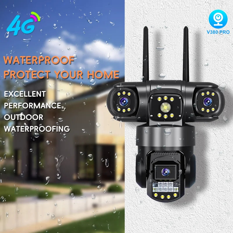 Hot Sales V380 Pro Outdoor PTZ Camera 4G 6MP 3 LENS 3 Screens Camera with Two-voice Way Intercom