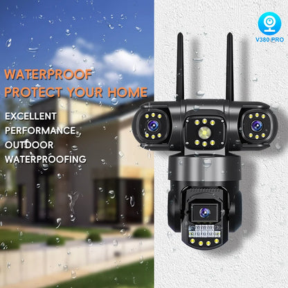 Hot Sales 3 Lenses 3 Screens Outdoor WiFi Waterproof PTZ Camera Home Protection CCTV Security Camera