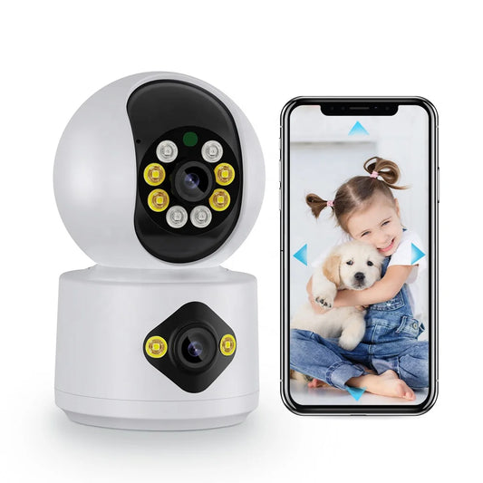 High Quality 4MP Dual Lens WiFi Camera Indoor Color Night Vision Baby Camera WiFi Wireless Home CCTV Camera