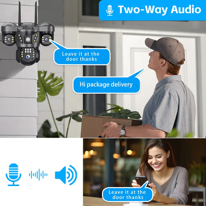 V380 New 3 Lens and 3 Screens PTZ Camera 6MP WiFi Security CCTV Wireless IP Triple-Lens Network PTZ Triple Screens Camera