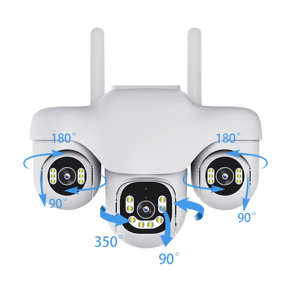 V380 New Private Model 4G White Outdoor PTZ Camera 3 PTZ 3 Screen Cloud Storage Network CCTV Camera