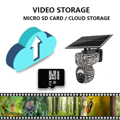 Camouflage Solar Hunting Camera 4MP IP PTZ Solar Wireless 4G SIM Card Security CCTV Outdoor Hunting 4G Solar Camera
