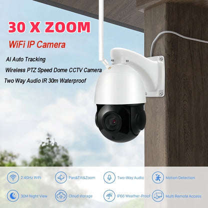 High Quality 30X Zoom PTZ Camera Xmeye 4K WiFi Camera Outdoor Human Auto Tracking  NVR Cloud Storage Wireless IP Security Camera
