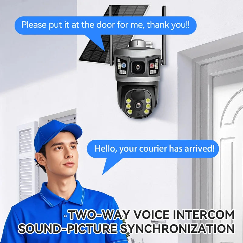 Hot Sales V380 Pro 6MP Dual Lens Solar Camera 4G WiFi PTZ Network Camera 3K CCTV Outdoor Security Camera IP66 Waterproof