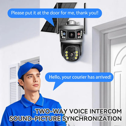 Hot Sales V380 Pro 6MP Dual Lens Solar Camera 4G WiFi PTZ Network Camera 3K CCTV Outdoor Security Camera IP66 Waterproof