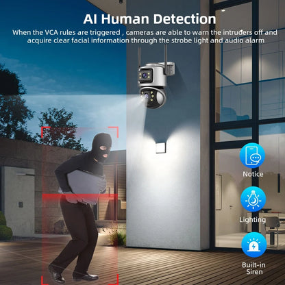 Manufacturer 6MP Dual Lens CCTV Camera WiFi Auto Color Night Vision CCTV Security ICSEE Camera