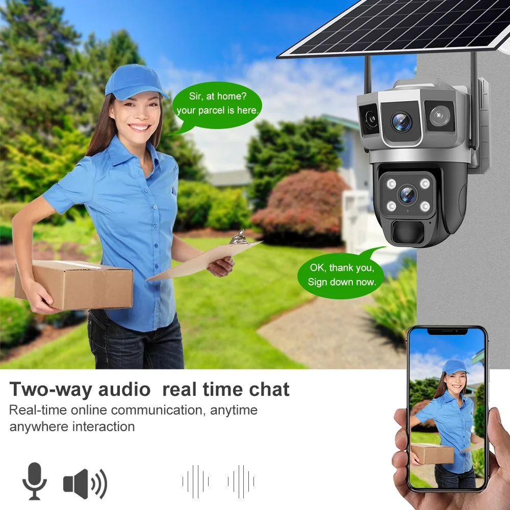 Hot Selling V380 Intelligent WiFi Camera IP Solar Gimbal Outdoor Color Night Vision Camera Foldable Solar Panel Solar Camera