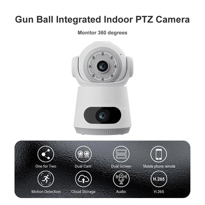 New V380 Dual Lens Camera 4MP HD Smart Home WiFi Security Camera for Baby Monitor Network Indoor Dual Lens Camera