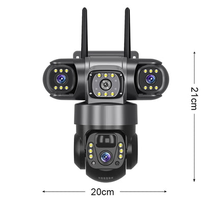 V380 Pro Triples-Lens 4G Solar CAMERA With Solar Panel Network Camera CCTV Camera