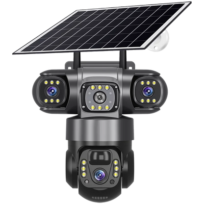 V380 Pro Triples-Lens 4G Solar CAMERA With Solar Panel Network Camera CCTV Camera