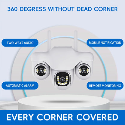 V380 New Private Model 4G White Outdoor PTZ Camera 3 PTZ 3 Screen Cloud Storage Network CCTV Camera