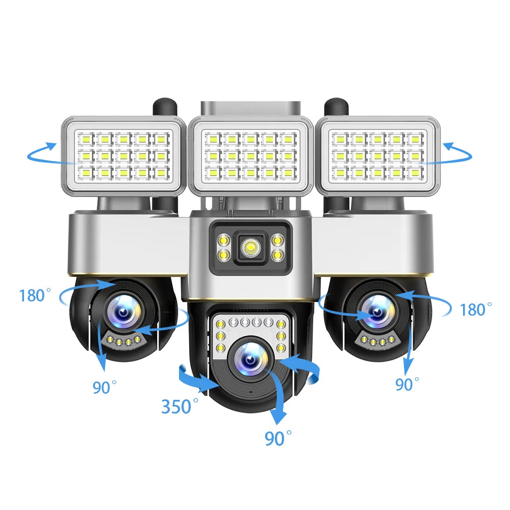 V380 New Arrival 3 PTZ and 3 Screens 6MP 4G Outdoor Security CCTV Camera Network PTZ Triple Screens Camera