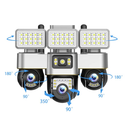 V380 New Arrival 3 PTZ and 3 Screens 6MP 4G Outdoor Security CCTV Camera Network PTZ Triple Screens Camera