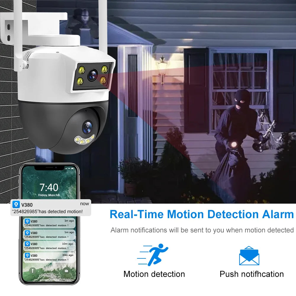 V380 Dual Lens 1080P HD CCTV WiFi Camera With 360 No Dead Ends Two Shots Auto Tracking Surveillance