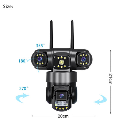 Hot Sales 3 Lenses 3 Screens Outdoor WiFi Waterproof PTZ Camera Home Protection CCTV Security Camera