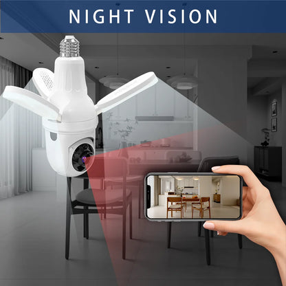 V380 2MP Wireless WiFi Smart Camera Night Vision Auto Tracking Security Camera Home Use Indoor CCTV Bulb Camera With Light