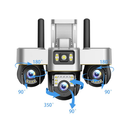 New V380 Outdoor IP66 Waterproof Camera 4G SIM Card Network Camera 3 Lenses 3 Views 3 PTZ Cameras
