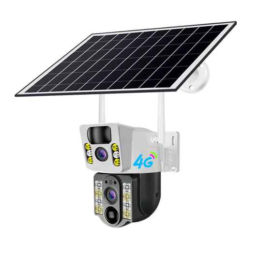 New V380 Dual Len 4MP Solar Battery Powered Camera VCS03-4G CCTV LTE SIM Card 4G IP PTZ Dual Lens Camera 4G SIM Card Camera