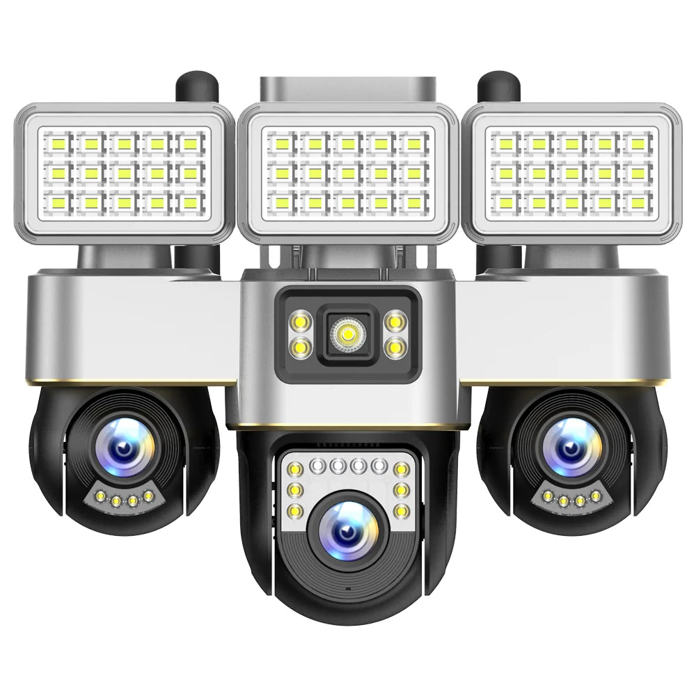 V380 New Arrival 3 PTZ and 3 Screens 6MP 4G Outdoor Security CCTV Camera Network PTZ Triple Screens Camera