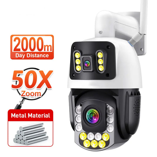 8MP Ultra HD 50X Zoom 4G WiFi Outdoor Network Camera Night Vision Auto Tracking Outdoor Waterproof PTZ Camera