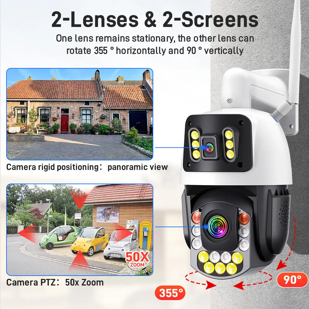 8MP Ultra HD 50X Zoom 4G WiFi Outdoor Network Camera Night Vision Auto Tracking Outdoor Waterproof PTZ Camera